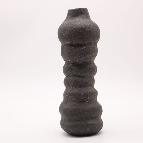 Stacked Donut Rings in Black Clay Bottle