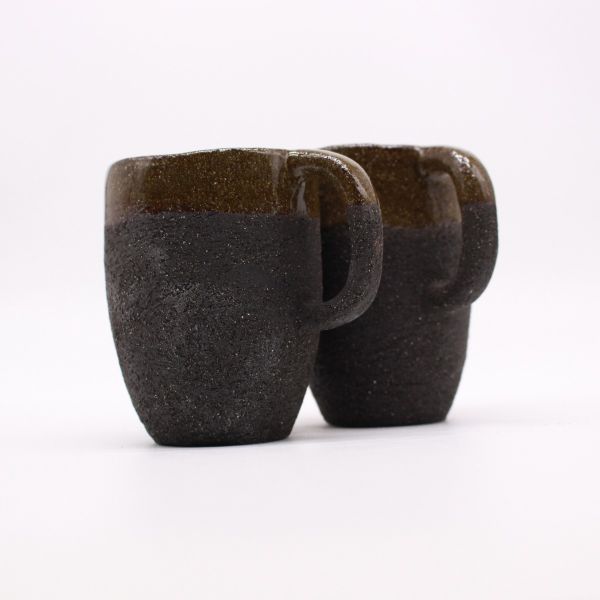 Coffee in Stone Clay Mug Cups