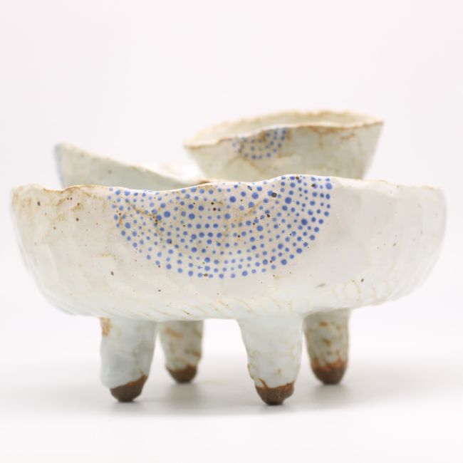 Triple Decker Rustic Dot Serveware,  7" Dia, 5" Height